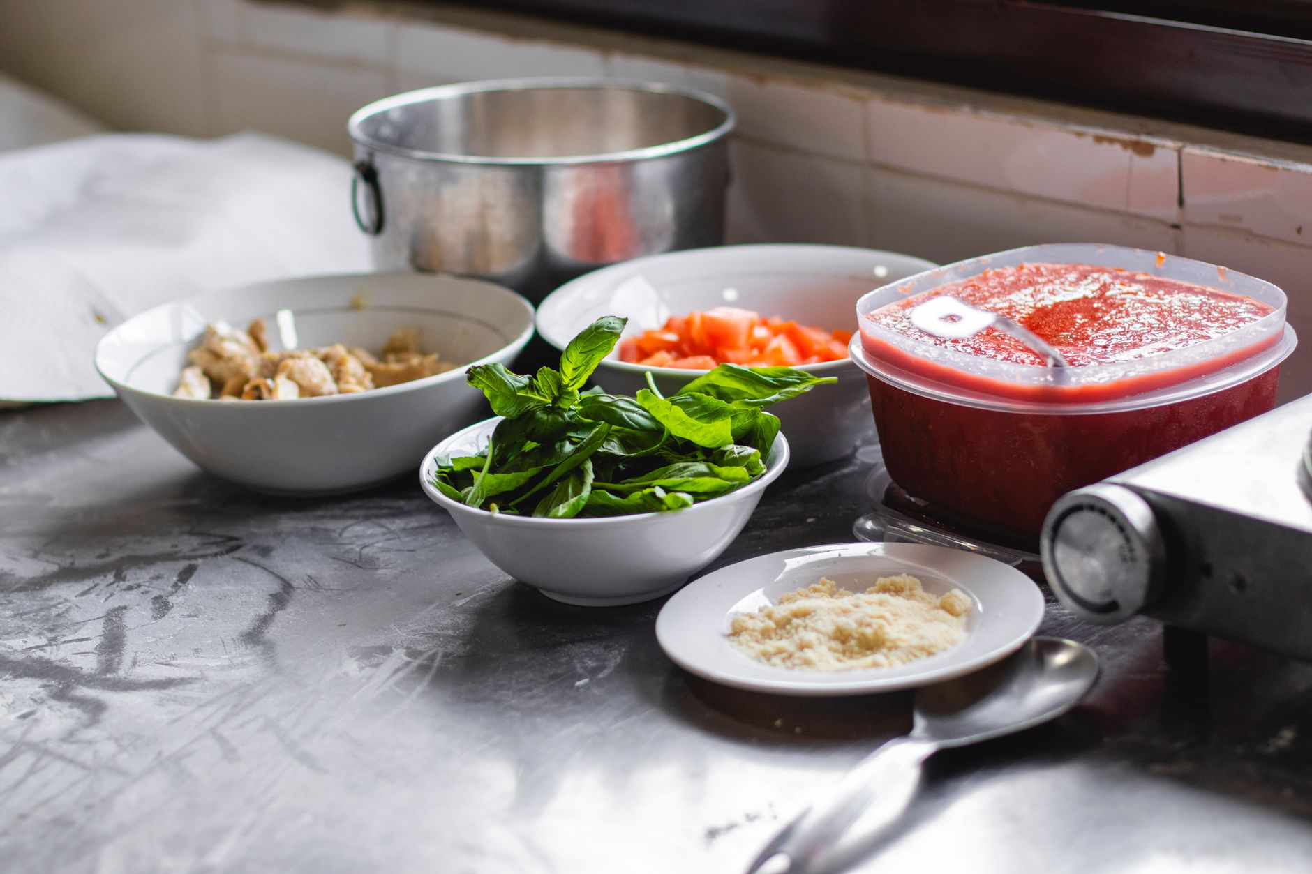 Ingredients set out ready for a technique